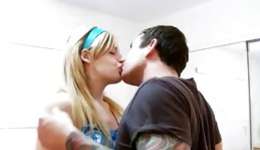 Lusty  ,well-built someone with a tattoo fucks a young blonde
